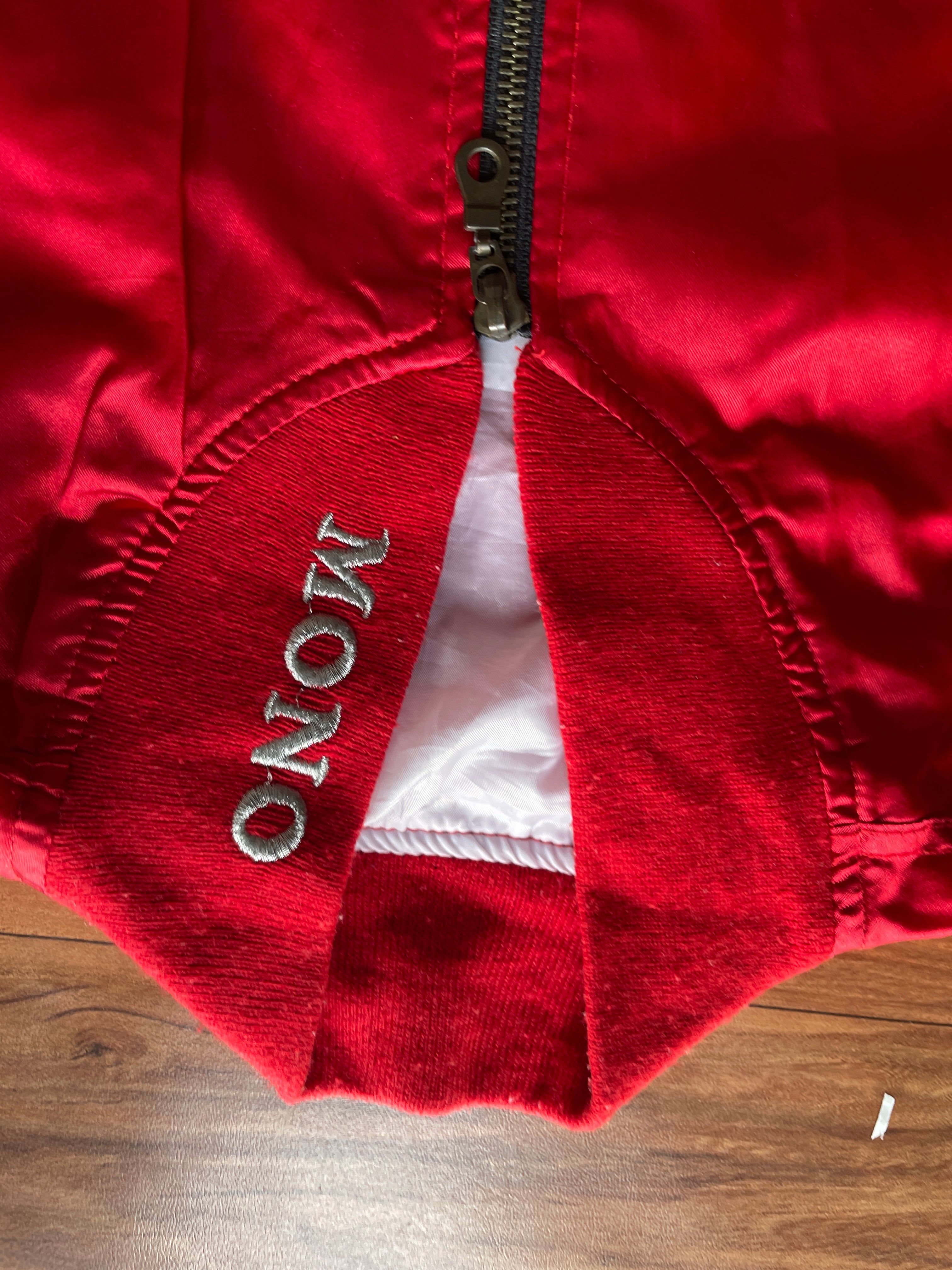 vintage red Bomb  satin bomber jacket