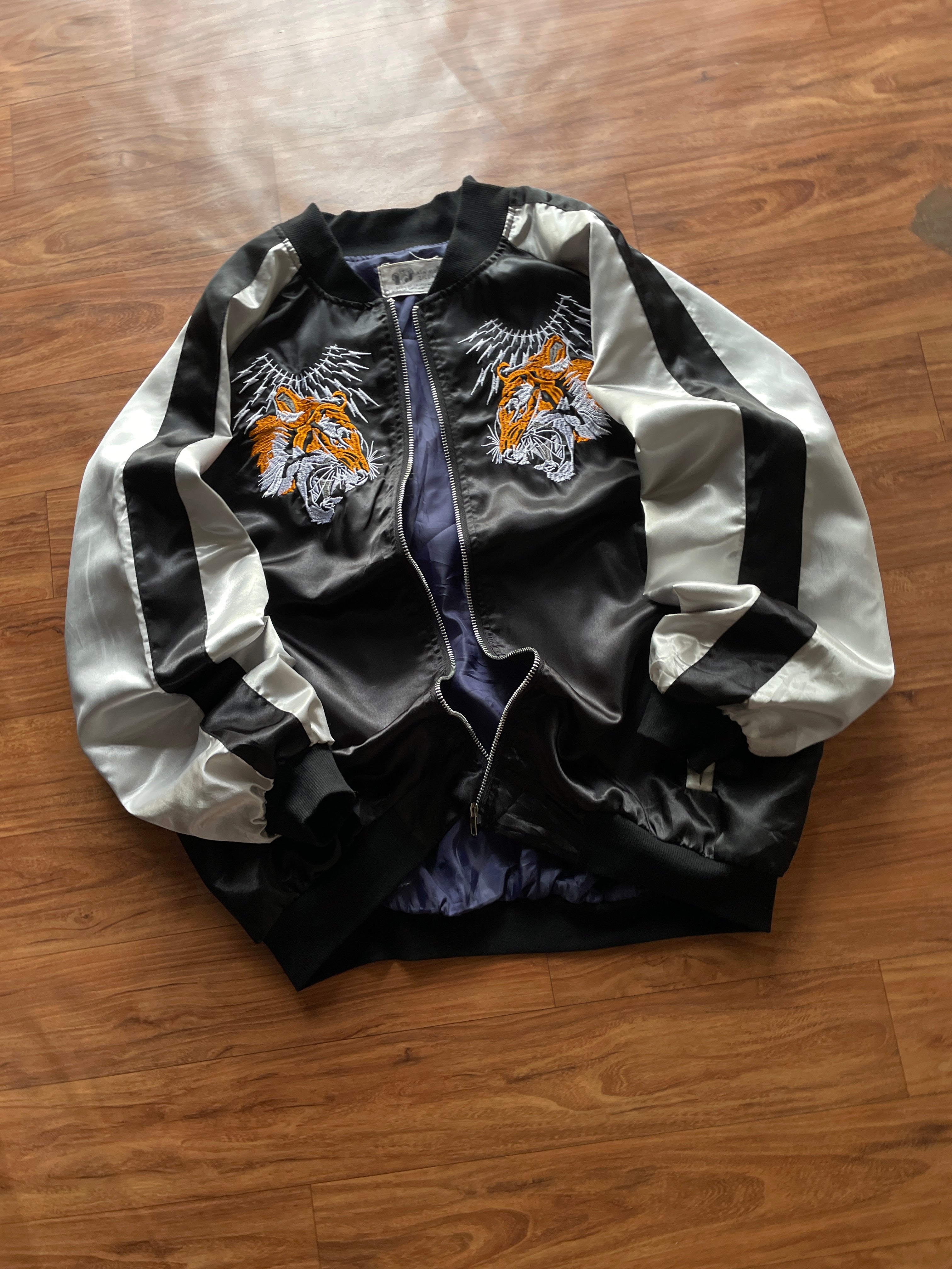 satin bomber-style souvenir jacket