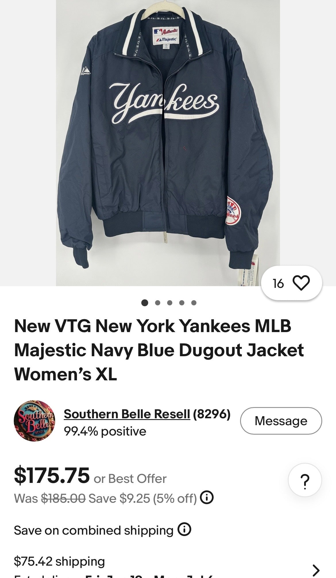 VTG New York Yankees MLB Majestic Navy Blue Dugout Jacket