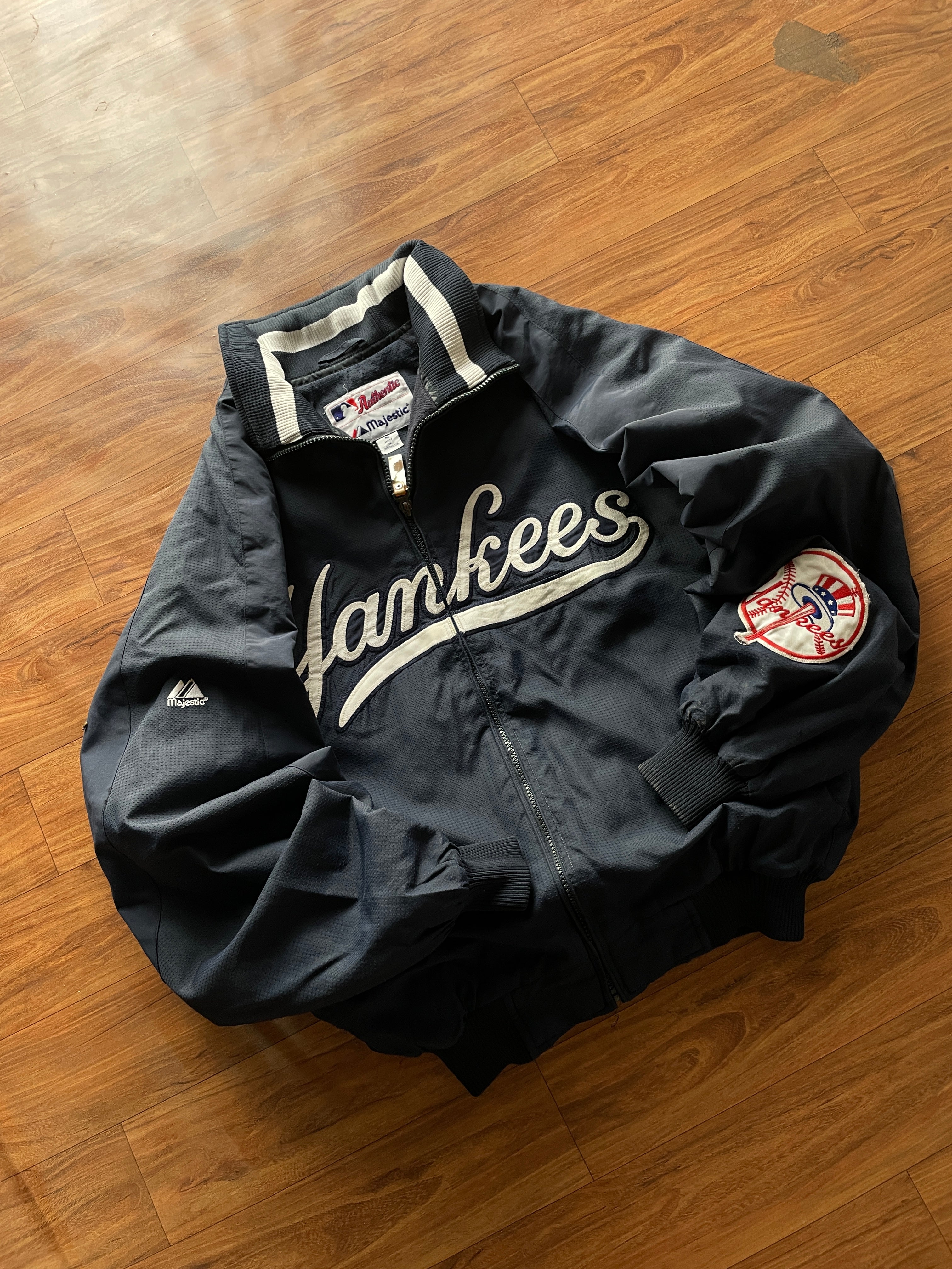 VTG New York Yankees MLB Majestic Navy Blue Dugout Jacket