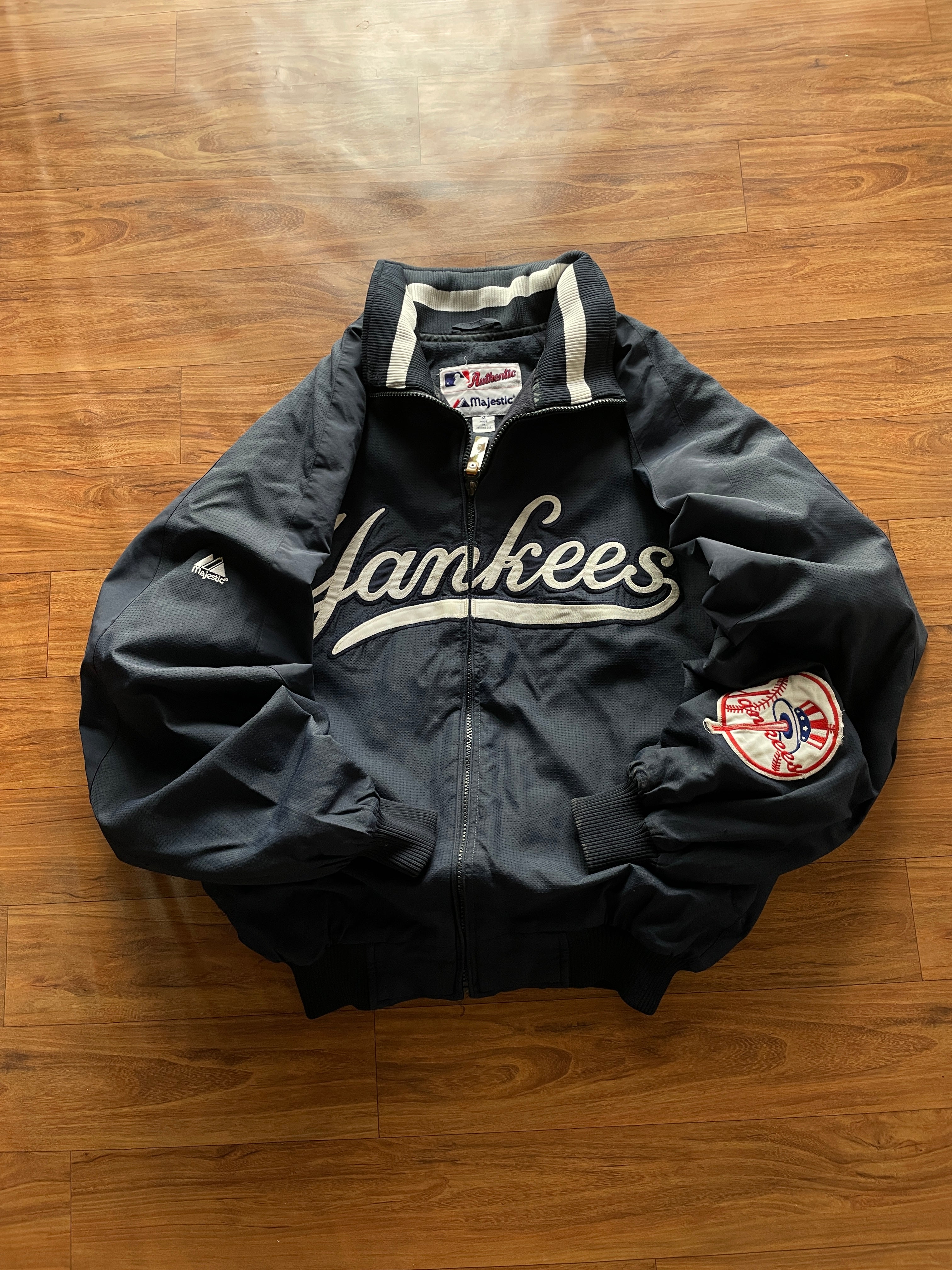 VTG New York Yankees MLB Majestic Navy Blue Dugout Jacket