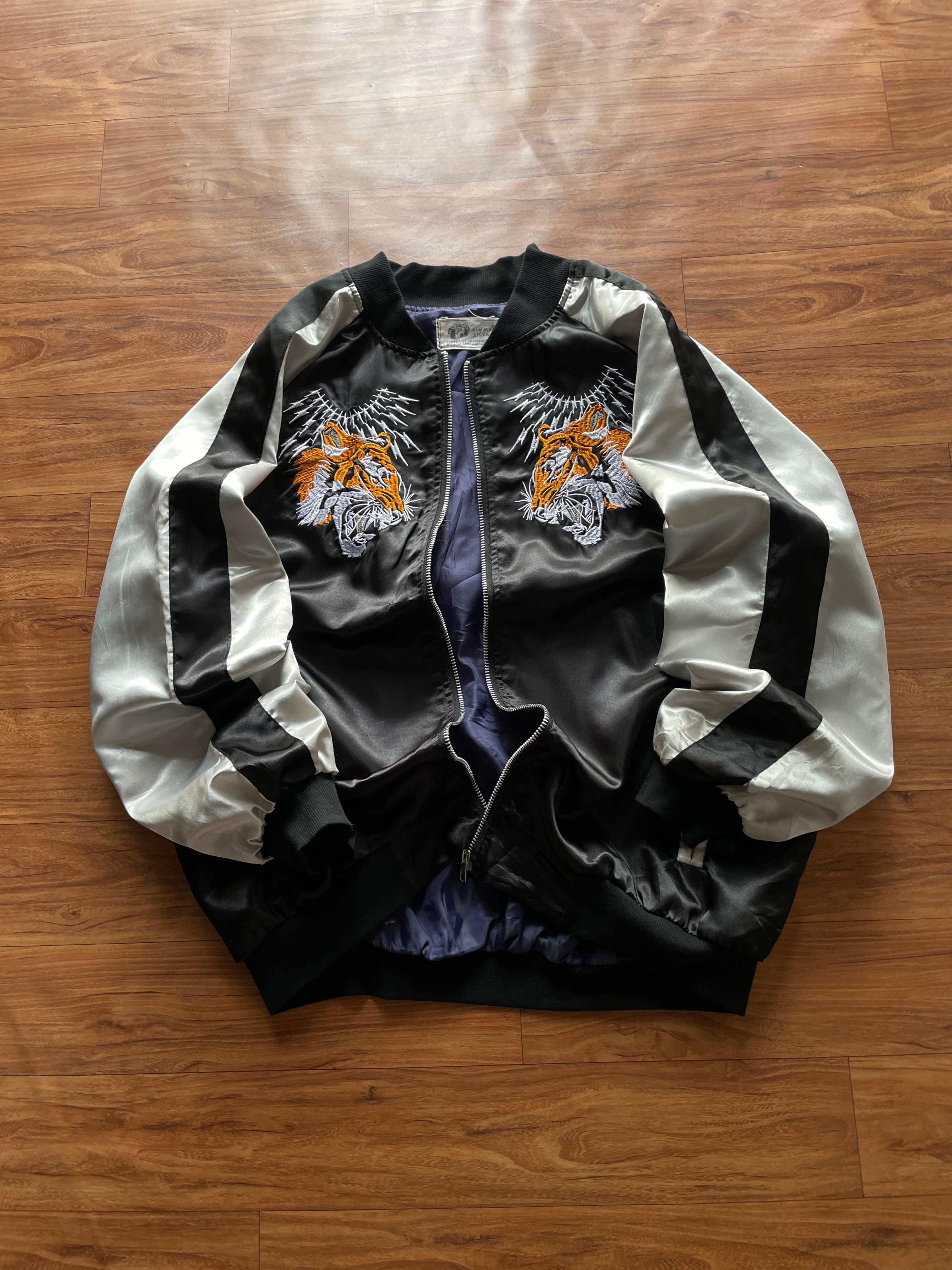 satin bomber-style souvenir jacket