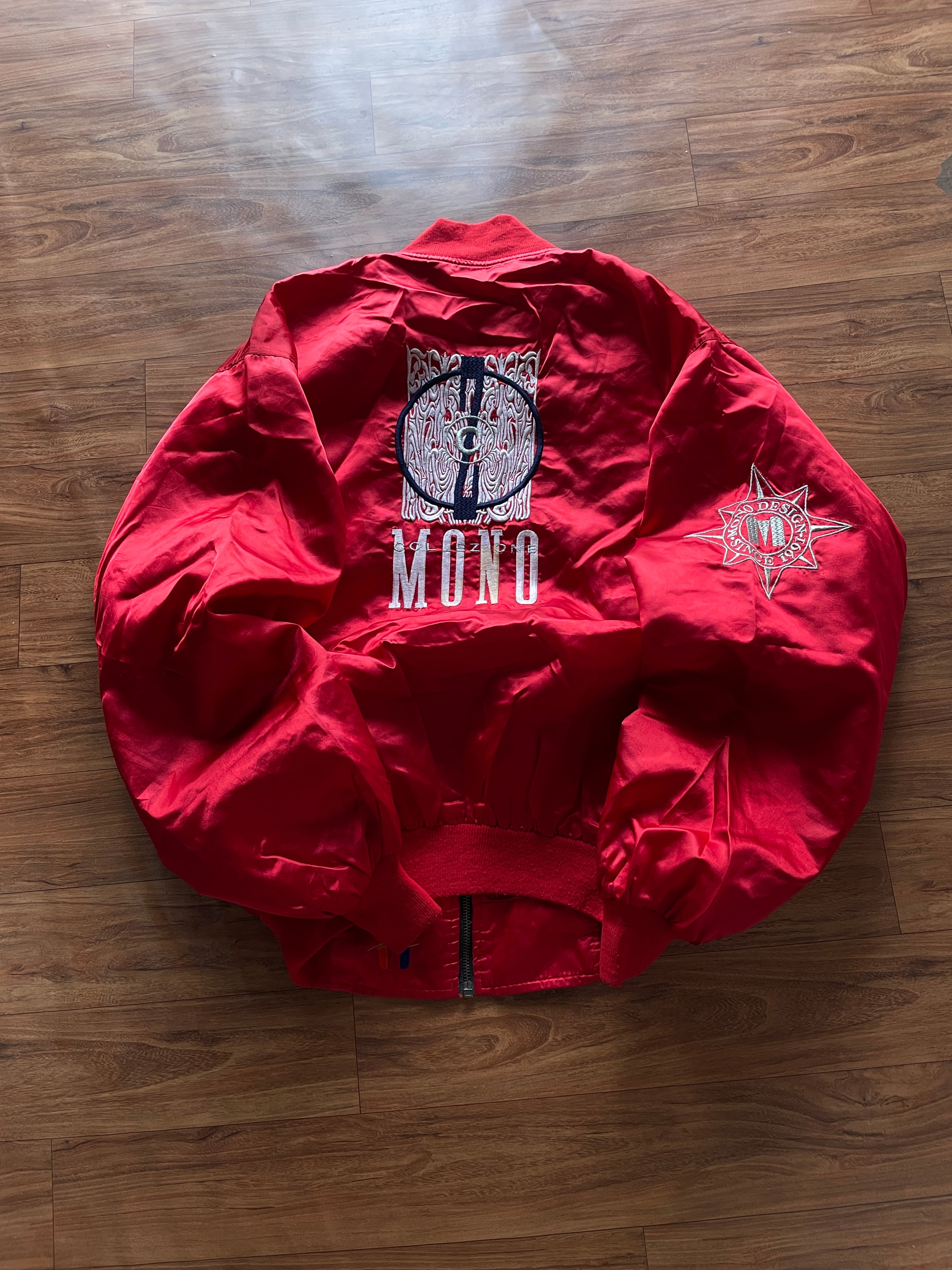 vintage red Bomb  satin bomber jacket