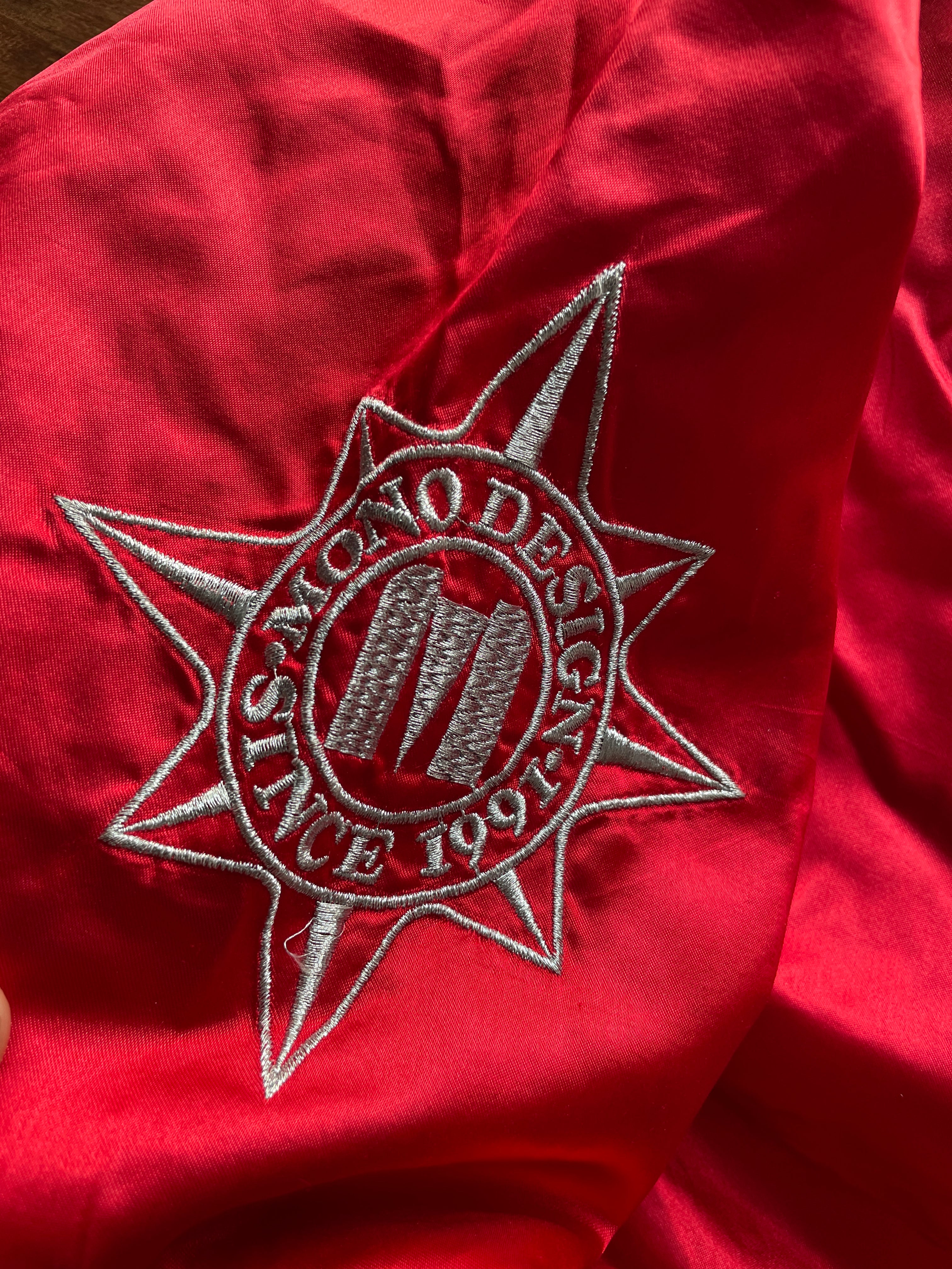 vintage red Bomb  satin bomber jacket