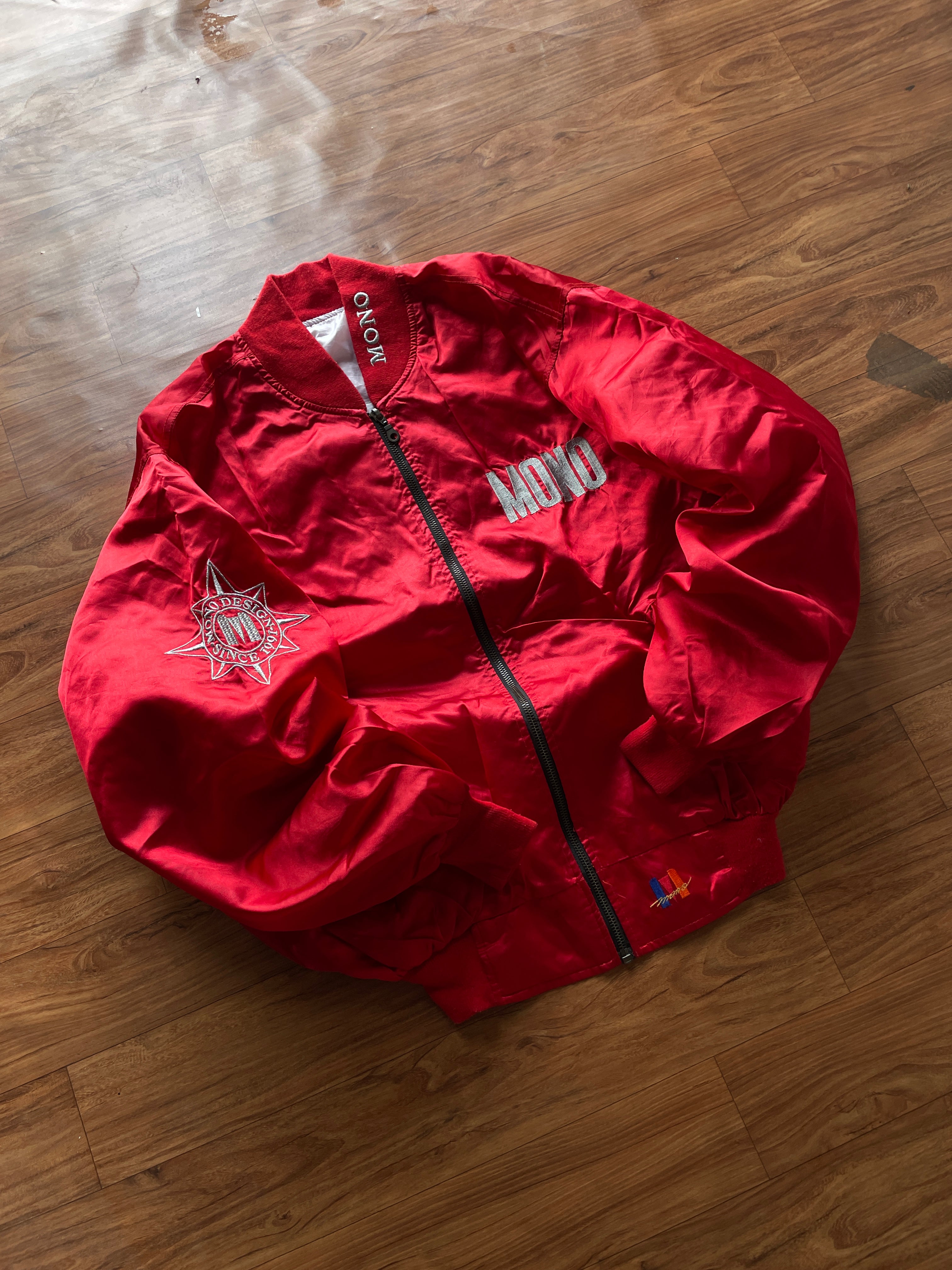 vintage red Bomb  satin bomber jacket