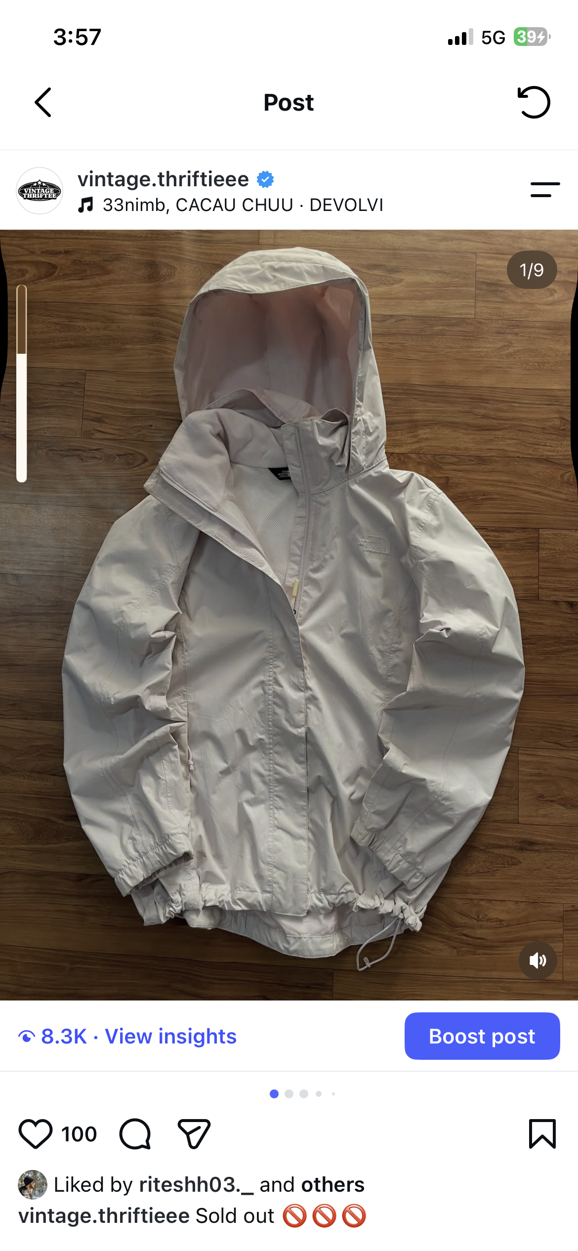 The north face white pink shade