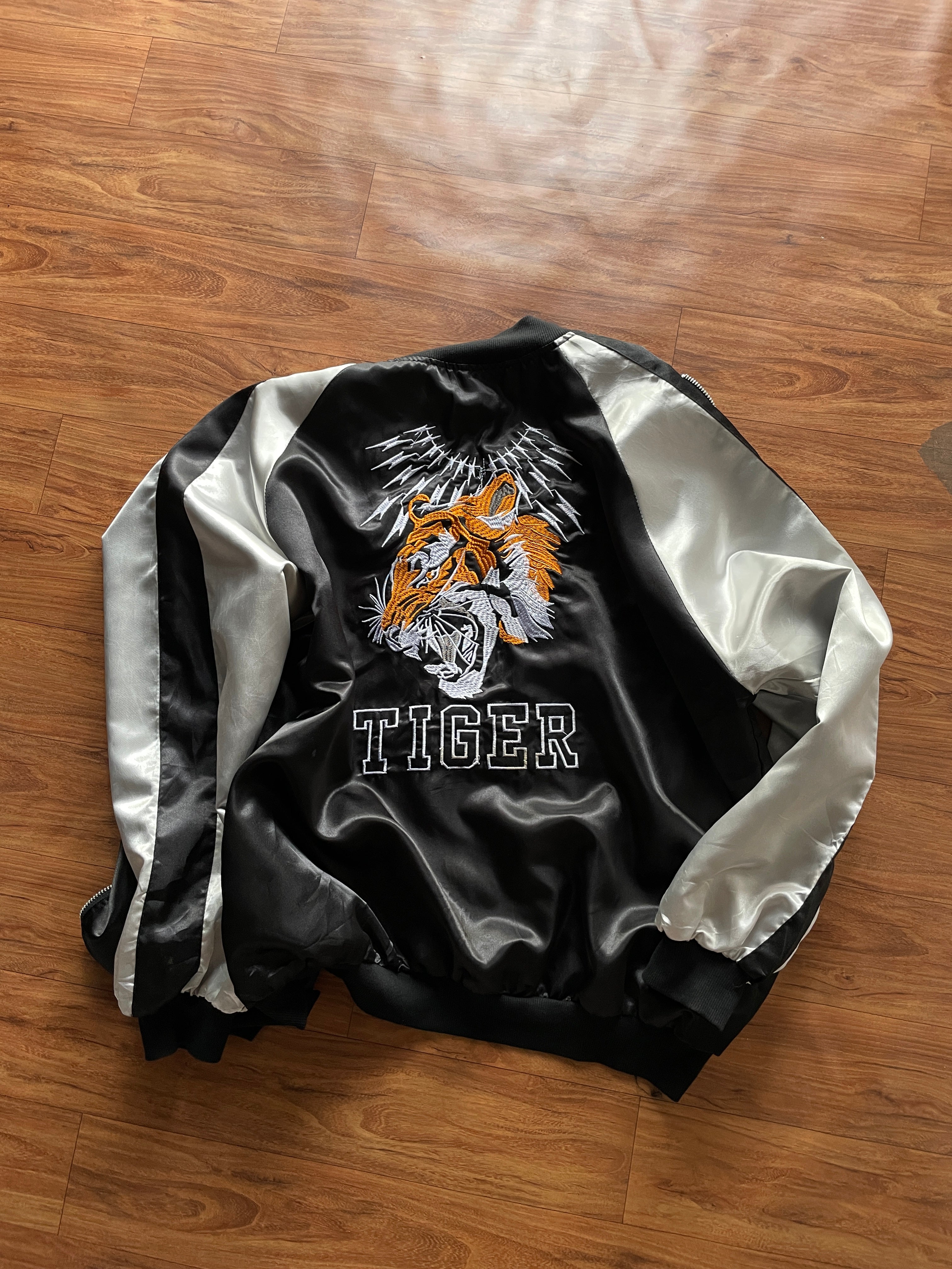 satin bomber-style souvenir jacket