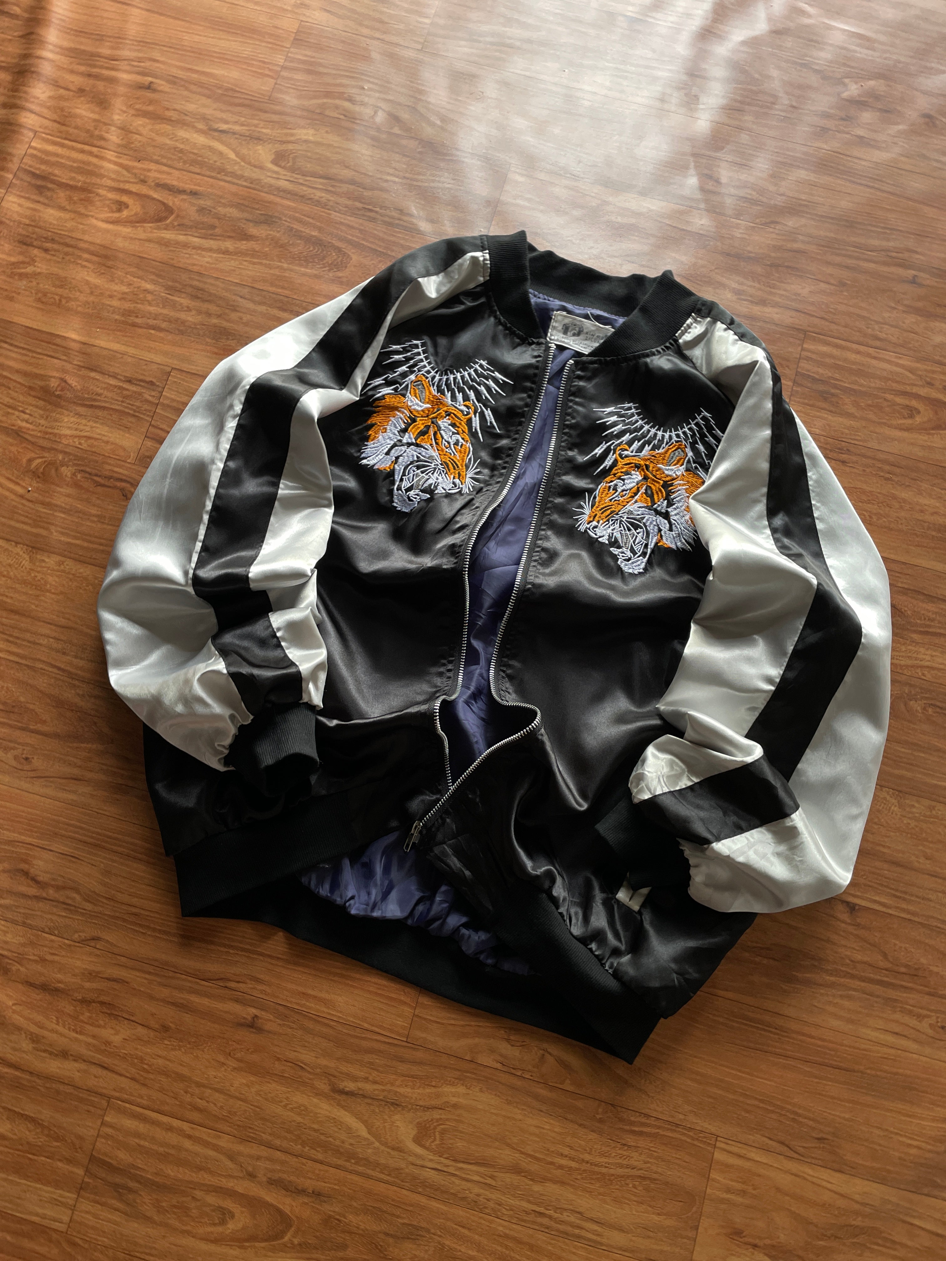 satin bomber-style souvenir jacket