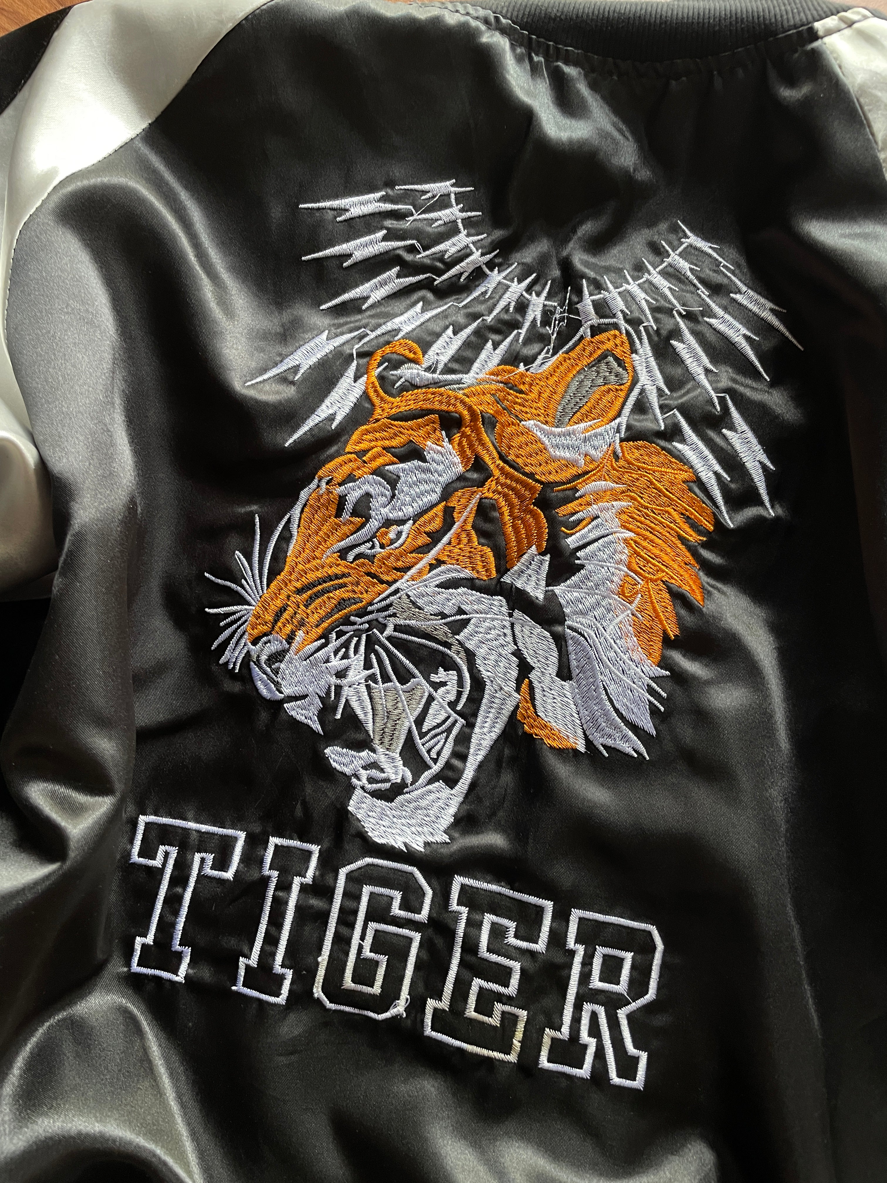 satin bomber-style souvenir jacket