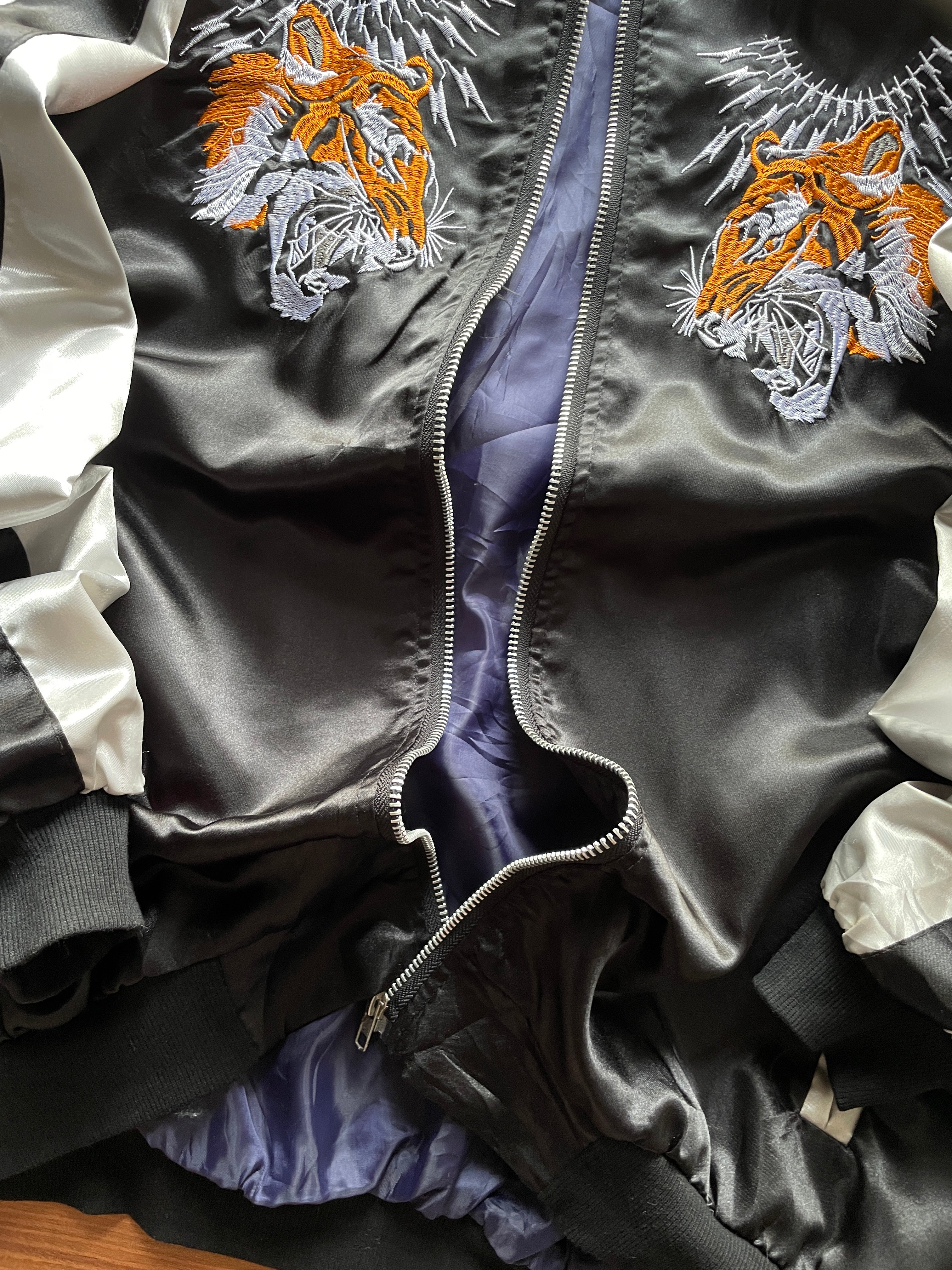 satin bomber-style souvenir jacket