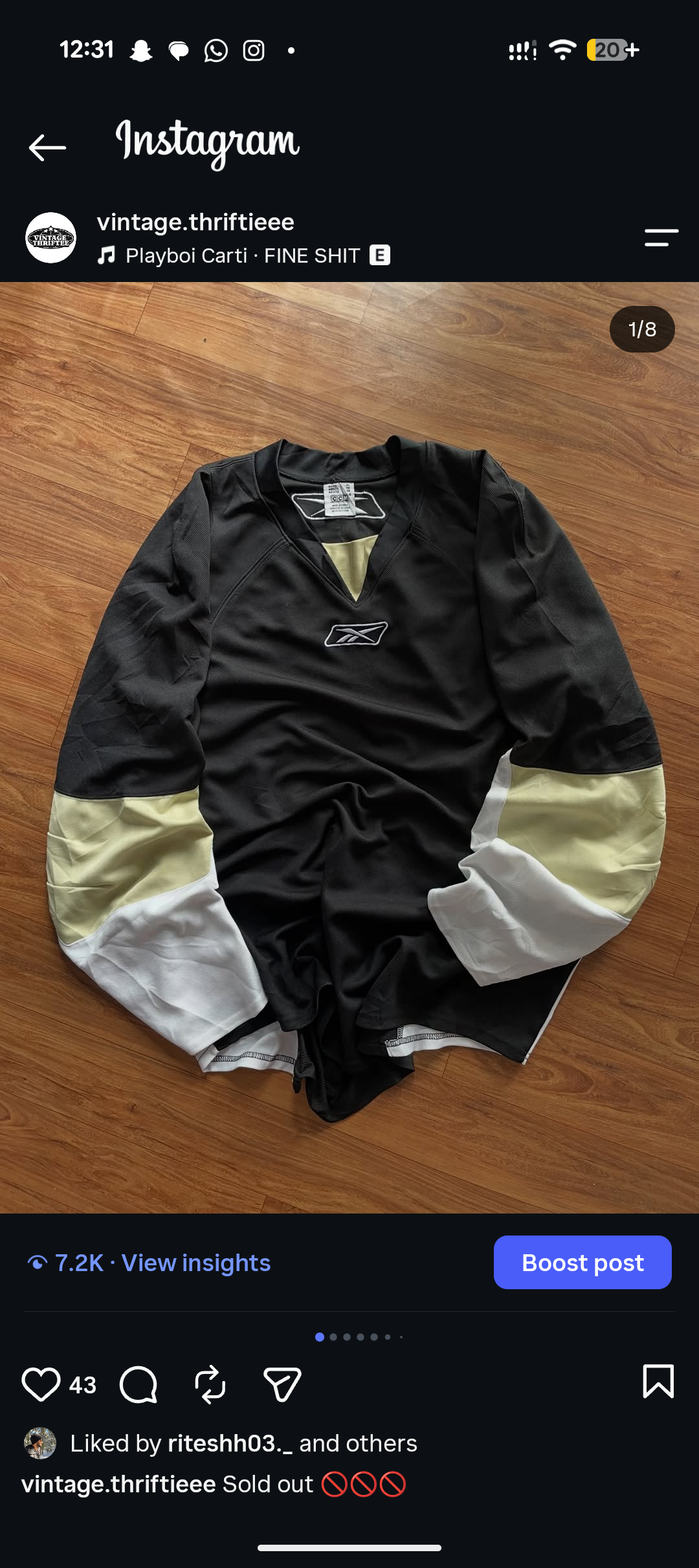 Rbk full sleeves